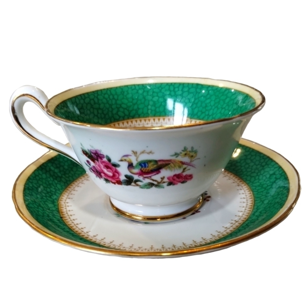 1930s Grosvenor England Bone China Teacup Saucer Allandale Art Deco